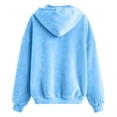 thumbnail image 5 of Domzest Womens Velour Zip Up Hoodies Oversized Full Zipper Long Sleeve Sweatshirts Fall Winter Casual Comfy Track Jackets with Pokets Sky Blue L, 5 of 6