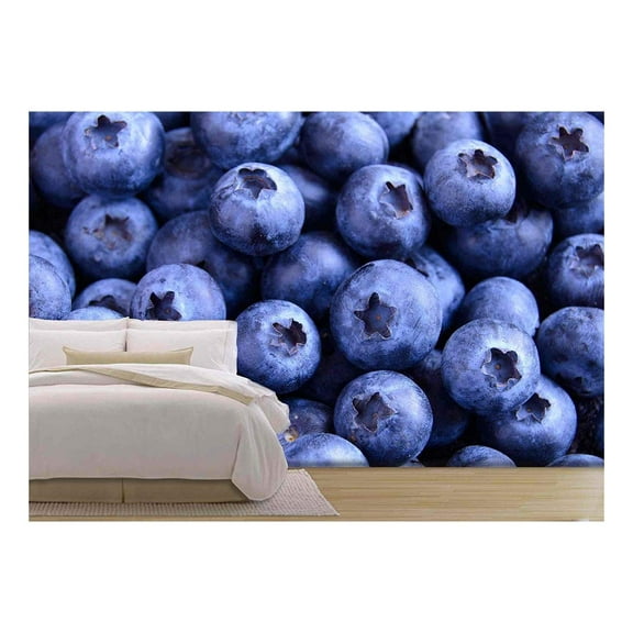 wall26 - Background of Fresh Ripe Sweet Blueberries - Removable Wall Mural | Self-Adhesive Large Wallpaper - 100x144 inches