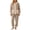 Coffee, variant on qelini Cardigan Pajama Set for Women Plus Size V Neck Fleece Lined Long Sleeve Top & Pants 2 Piece Winter Sleepwear Ptint Home Wear