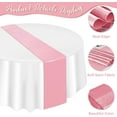 thumbnail image 3 of 12 Pack 12x108 Inch Satin Table Runner and 84 Inch Round Plastic Tablecloths Set White and Rose Gold Disposable Round Table Cover for Graduation Wedding Shower Anniversary Birthday Party Decorations, 3 of 14