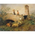 thumbnail image 2 of Leopold Brunner the younger 14x12 Gold Ornate Wood Frame and Double Matted Museum Art Print Titled - Boy and Girl with Sheep and Goats (1849), 2 of 4