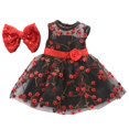 thumbnail image 3 of Doll Dress Fashion Flower Pattern Party Wear with Bowknot Clip for 18" Dolls, 3 of 8