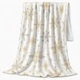 thumbnail image 2 of Elegant Gold Silver Snowflake Winter, Festive Holiday Scene, Warm Flannel Blanket for Living Room and Family Room, Art Lovers Christmas Gift, Festive Home Decor, 2 of 9