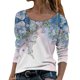 thumbnail image 1 of Blusa de manga larga con cuello redondo y estampado de flores florales para mujer Pompotops  FGAJ6784, 1 of 5