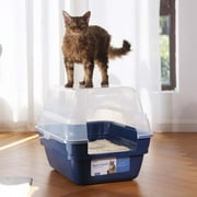Petfamily Extra Large Cat Litter Box, Color Navy Blue, Jumbo Hooded, 21.50 x 17.90 x 17.25 in