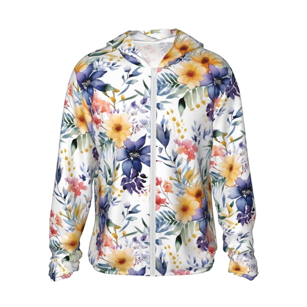 Fotbe Lilies Flowers Chaqueta con Protección Solar UPF 50+ para Hombre y Mujer, Camisa con Capucha y Bolsillos-X-Large