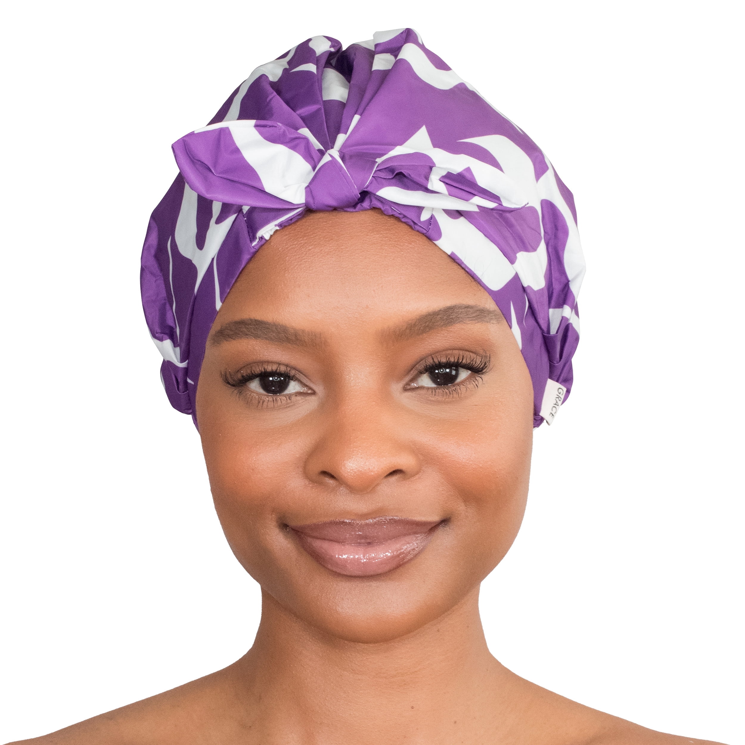Esther Shower Cap –Lavender Design, Adjustable, Washable & Hair-Protective for All Hair Types
