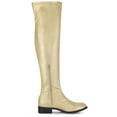 thumbnail image 3 of BLISSFUL STEP Women's Round Toe Block Heel Over Knee High Boots Gold 10, 3 of 7
