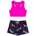 thumbnail image 3 of Yartina Girls Two Pieces Dance Sports Outfits Racerback Tank tops With Booty Shorts Gymnastics Dark Night Black L, 3 of 5