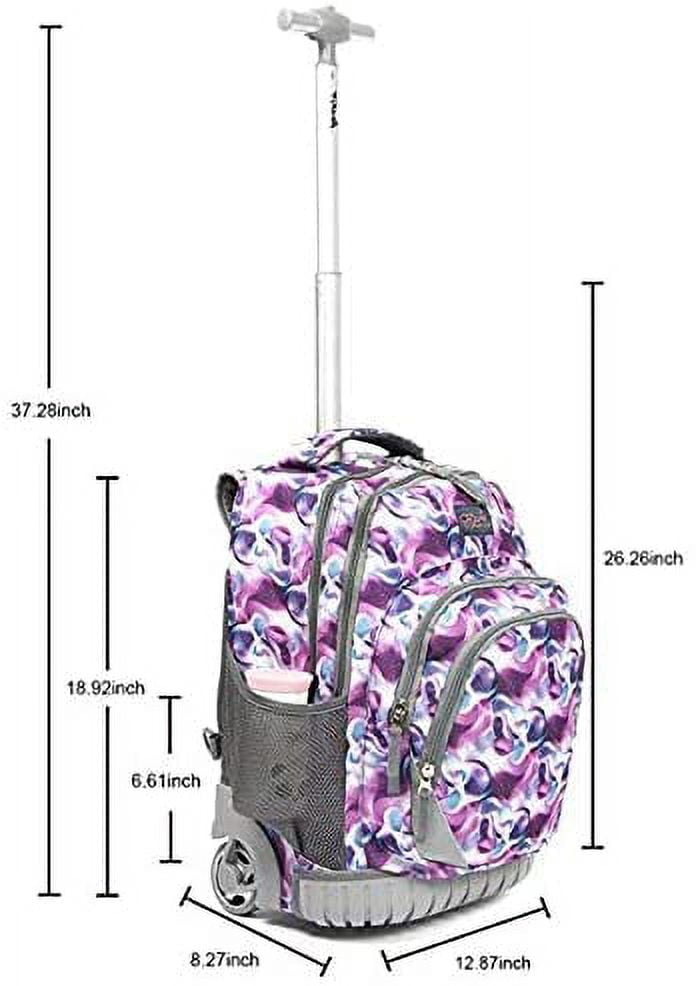 Tilami Purple Waves Rolling Backpack 18 Inch with Pencil Case