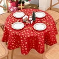 thumbnail image 2 of Sevenstars Gold Snowflake Tablecloth Christmas Tablecloth Red Round Table Cover for Dinner Party, 60", 2 of 11