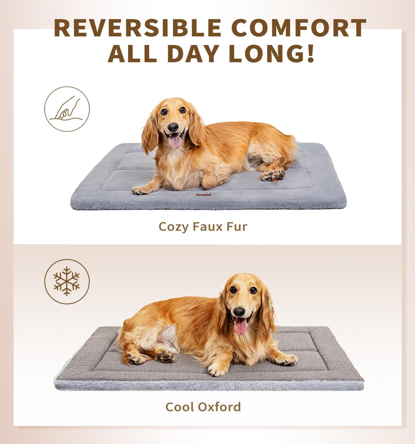 Made4pets Washable Dog Bed for Size Dogs, Reversible Foam Floor Dog Mat, 24*18, Gray