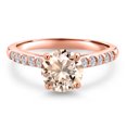thumbnail image 3 of Gem Stone King 10K Rose Gold Peach Morganite and Lab Grown Diamond Engagement Ring for Women | 1.35 Cttw | Round 7MM | Gemstone October Birthstone | Size 9, 3 of 6