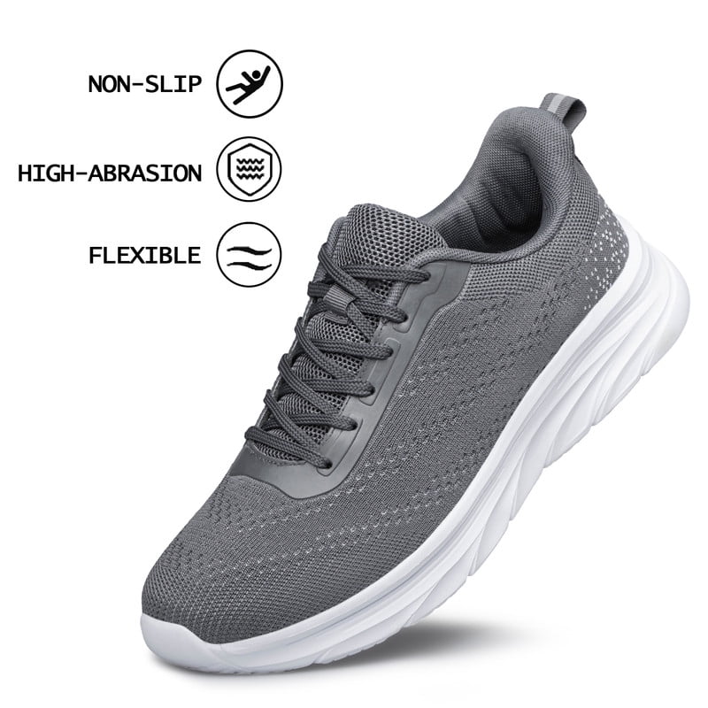 YHOON Men's Walking Shoes Non Slip Lightweight Breathable Tennis Sneakers Workout Training Shoe Dark Grey Size 10