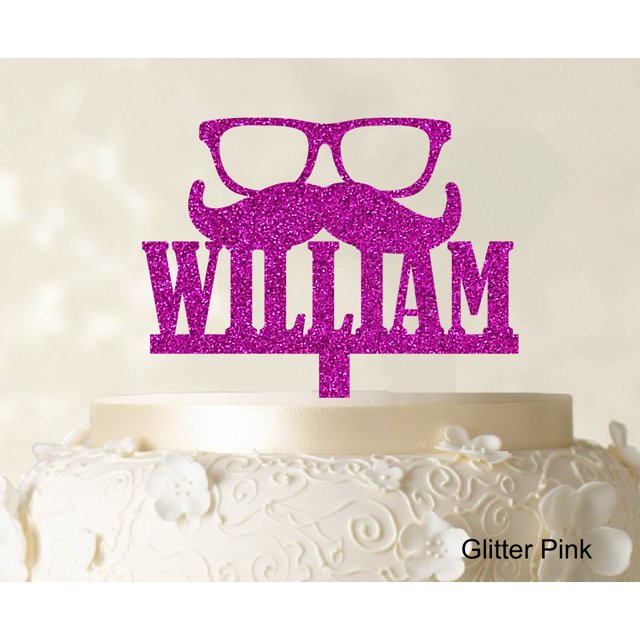 Personalized Name Cake Topper Personalized Glitter Pink Cake Topper Color Option Available 5-7 Inches Wide