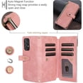 thumbnail image 4 of Case for Samsung Galaxy A53 5G, 9 Card Slots Retro Leather Wallet Shockproof Flip Cover with Hand Strap Card Slots Zipper Pocket Kickstand Handbag Magnetic Closure - Retro Pink, 4 of 16
