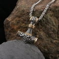 thumbnail image 3 of Men's Viking Thor's Hammer amulet necklace, vintage Nordic Thor's Hammer amulet pendant with a sturdy wheat chain, stainless steel jewelry., 3 of 3