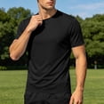 thumbnail image 5 of Ovzne Men's Big & Tall Round Neck Short Sleeve Athletic Basi T-Shirts Breathable Casual Summer Stretchy Activewear Tops S-3XL Multiple Colors, 5 of 10