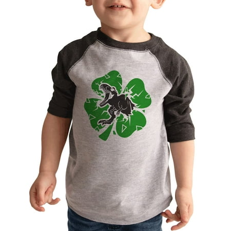 

7 ate 9 Apparel Kids St. Patrick s Day Shirts - Dinosaur Lucky Clover Grey Shirt 5T