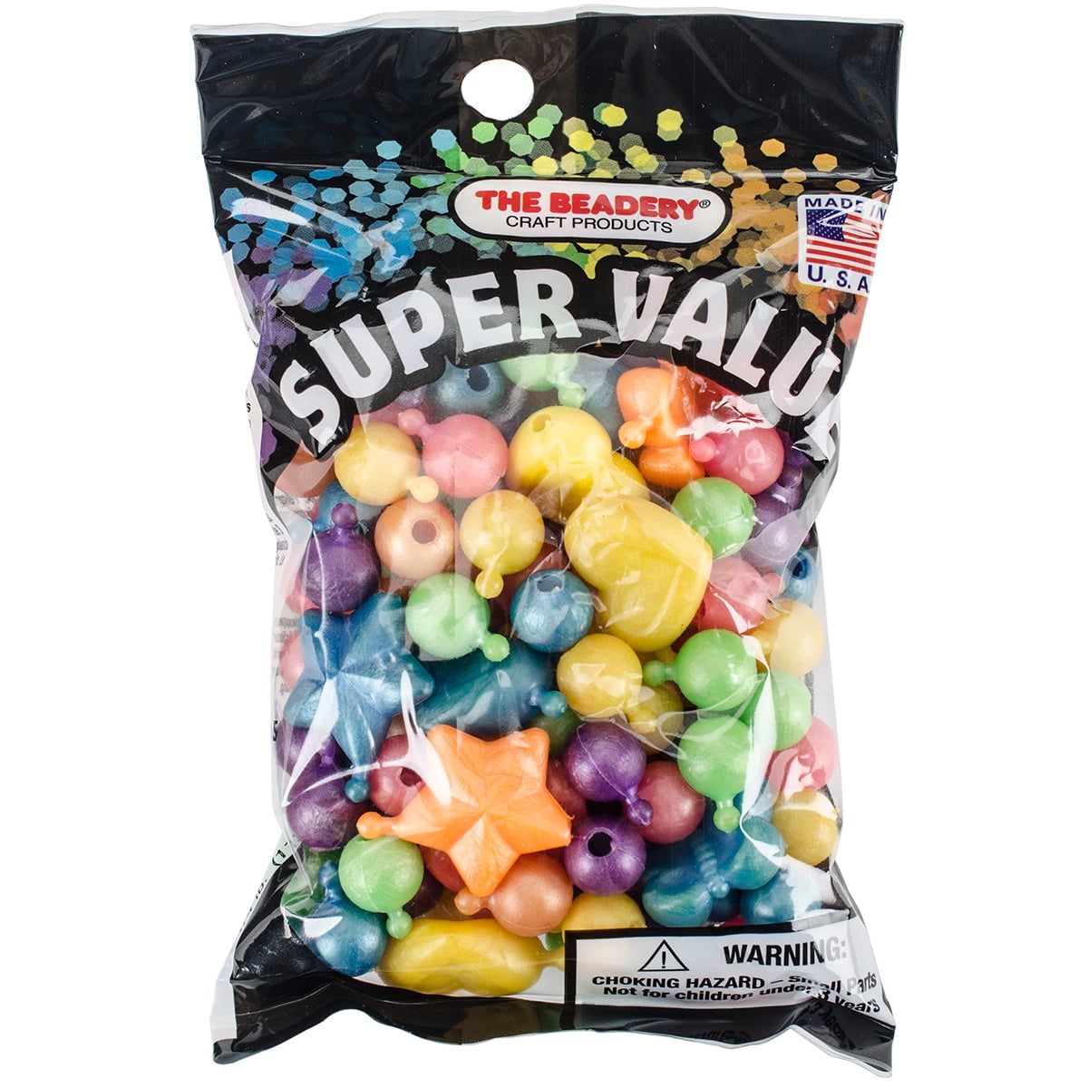 Beadery Pop Beads, 12mm and 25mm, 113g/pkg, Pearl Multi