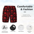 thumbnail image 3 of Logiee Red Skulls Print Men's Swim Trunk,Quick Dry Board Shorts ,Men's Swim Trunks with Compression Liner, Bathing Suits with Pockets-XX-Large, 3 of 6