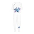 thumbnail image 4 of KIJBLAE Women's Summer Two Piece Outfits Blue Butterfly Print Short Sleeve O-Neck Loose Fit Tunic Tops with Pockets Long Pants Pajama Sets White XXXL, 4 of 5