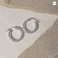 thumbnail image 3 of Amberta Women 925 Sterling Silver Chunky Hoop Earrings: Textured Hoop Earrings 15 mm, 3 of 6