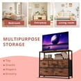 thumbnail image 5 of Small TV Stand, Brown Dresser TV Stand for Bedroom, Entertainment Center for 45 Inch TV with Drawers, Fabric, Adjustable Feet, Living Room, 5 of 8