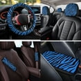 thumbnail image 4 of KUIFORTI Blue Zebra Stripes 14 Pcs Car Seat Covers Full Set Car Steering Wheel Accessories Auto Center Console Armrest Pad Cars Cup Holder Coaster Personalized Fit for Most Cars, 4 of 7