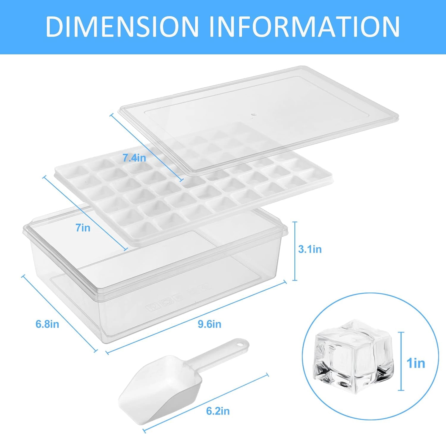 Ice Cube Tray with Lid and Bin,48 Nuggets Ice Trays for Freezer,Easy Release Flexible Ice Cube Mold for Whiskey with Ice Bin Scoop and Cover,Good Size Ice Bucket