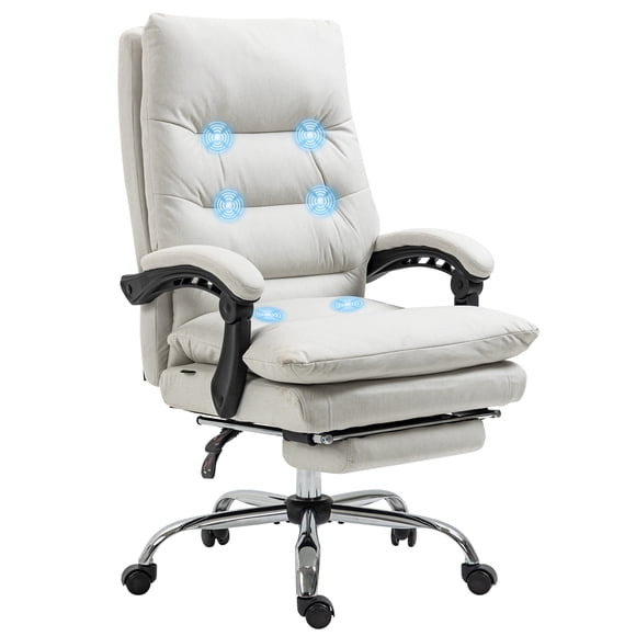Vinsetto Microfibre Vibration Massage Office Chair, Cream White
