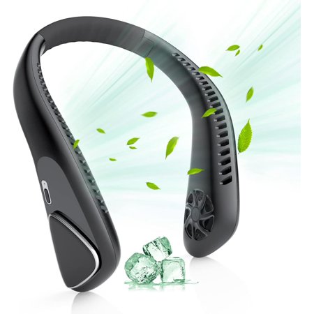Neck Fans Portable Rechargeable, Neck Fan 4000 mAh Battery Operated Portable Neck Fan, No Hair Twisting, Leafless, USB Powered Wearable, 3 Speeds for Outdoor Indoor-White