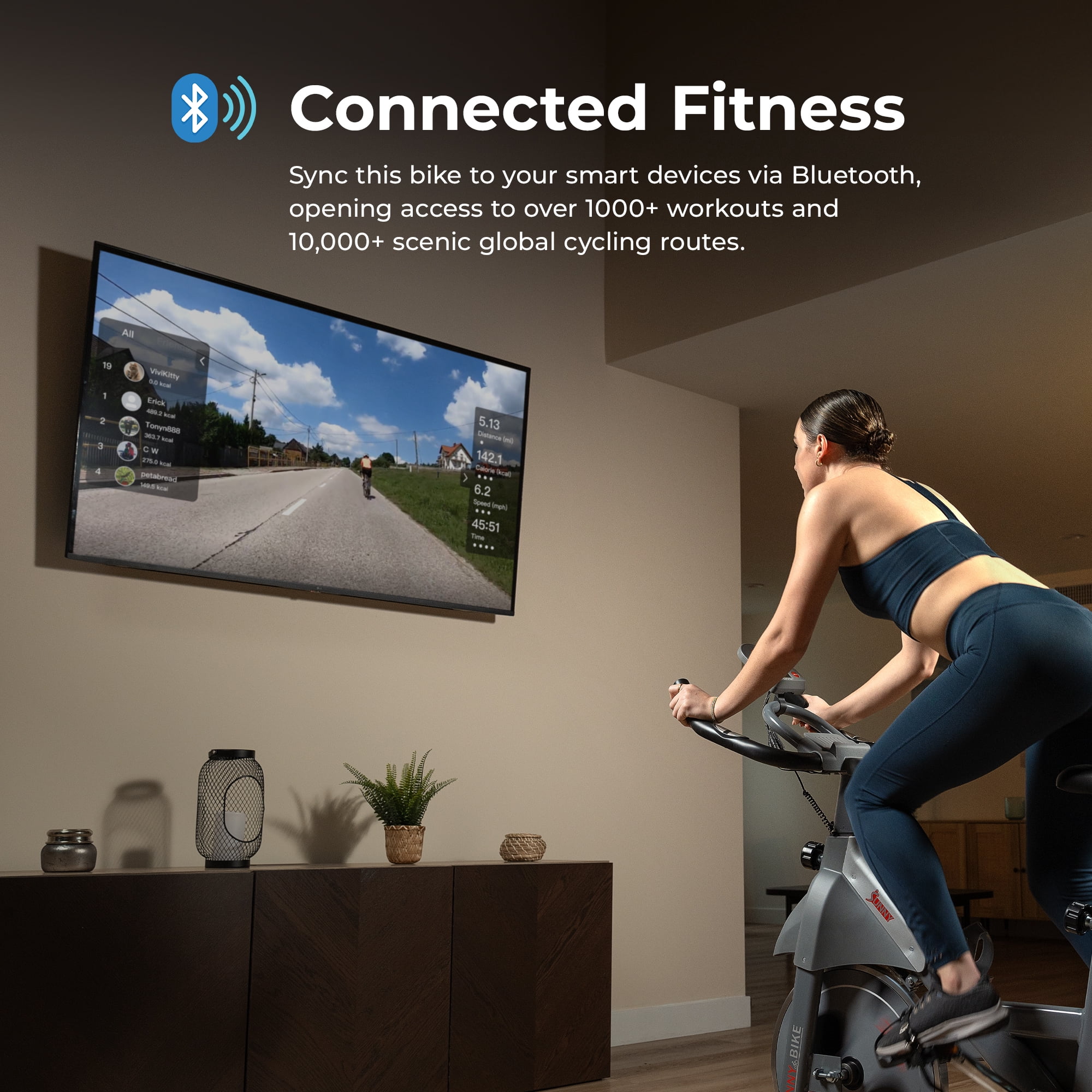 Sunny Health & Fitness Indoor Cycling Bike with FREE SunnyFit® App