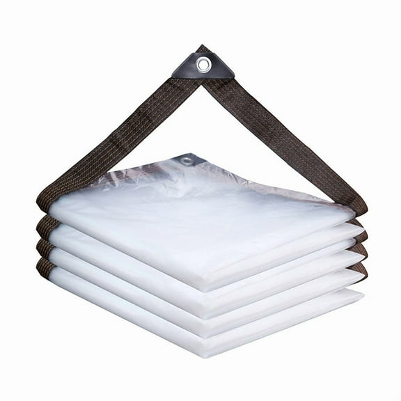 Tarpaulin Waterproof Heavy Duty,PE Clear Plastic Tarp with Wrapping Edge Design, Clear Tarps with Grommets for Garden, Furniture, Pool, Car, Patio Plastic Tarp(2x3M)