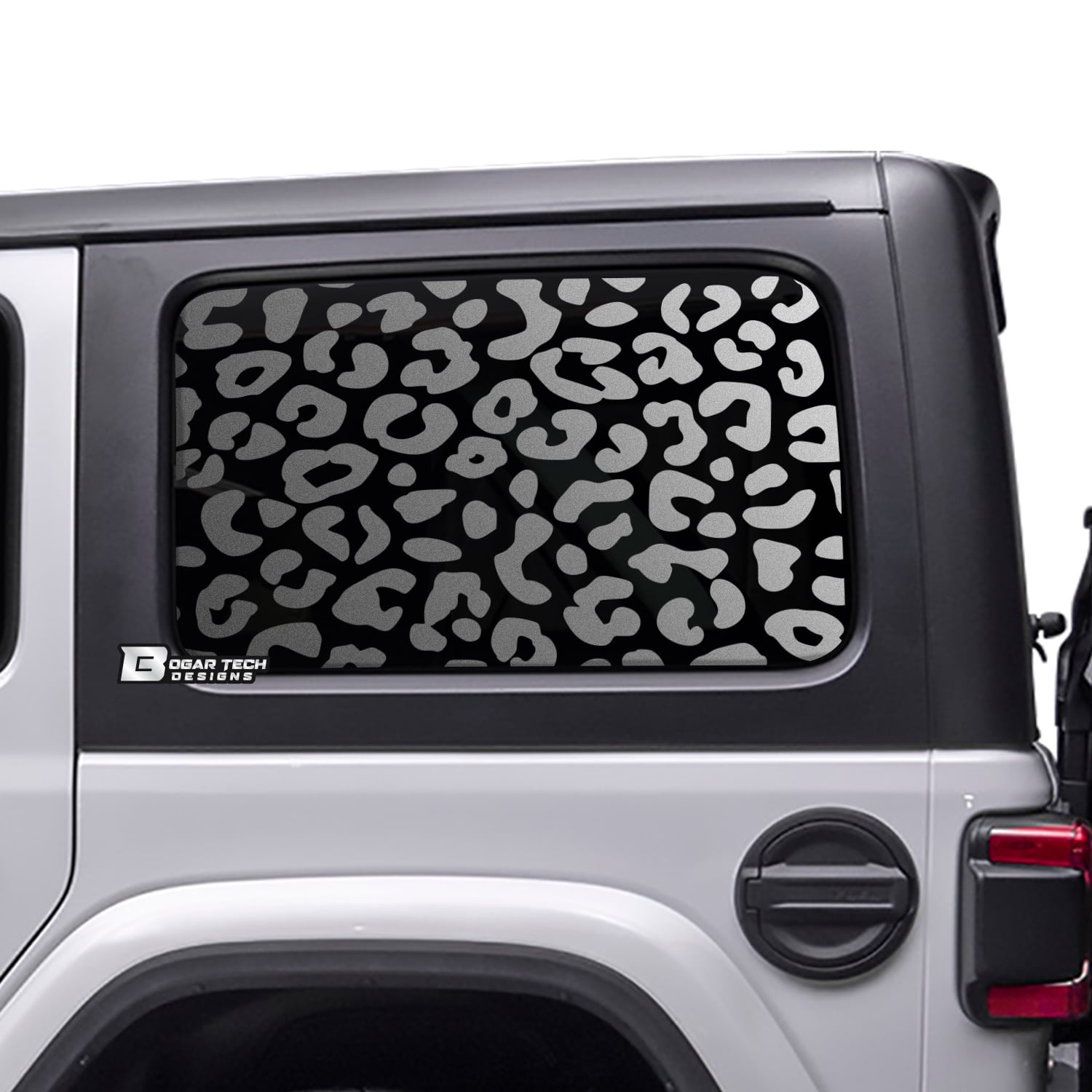 BOGAR TECH DESIGNS Precut Leopard Cheetah Rear Side Quarter Window Decal  Stickers Compatible with 4 Door Jeep Wrangler JL 2018-2021, Matte Black -  