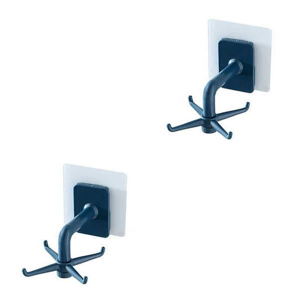 Billuyoard Ganchos de pared de 4 garras Soporte de almacenamiento Colgador giratorio de 360° montado en la pared Azul Azul 2Conjunto