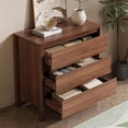 thumbnail image 5 of FURNIWAY Walnut 3 Drawer Dresser for Bedroom, 31.4 Inch Wide Wooden Chest of Drawers with Hidden Handles, Modern Storage Cabinet for Bedroom or Entryway, 5 of 8