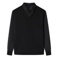 thumbnail image 2 of Royisotas Mens Shirts Turndown Collar Big and Tall Shirt Long Sleeve Trendy Fleece Warm Tops for Men, 2 of 4