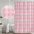 thumbnail image 4 of Polyester Fabric Pink Plaid Shower Curtain, Modern Art Checkered Farmhouse Waterproof Bathtub Curtain Bathroom Decor Set with Hooks 36 x 78 Inches, 4 of 6
