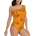 thumbnail image 3 of Honeii Red Crab for women's one-piece swimsuit featuring a chic one-shoulder design experience elegance and style in the water-Large, 3 of 6