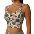 thumbnail image 2 of Rateoe Tropical Mask Flamingo Print Womens' Sports Bras Scoop Neck Sports Vest- Padded U Back Seamless High Impact Support, 2 of 7
