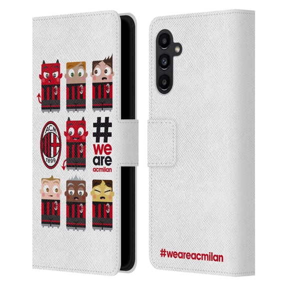 Head Case Designs Officially Licensed AC Milan Children We Are Leather Book Wallet Case Cover Compatible with Samsung Galaxy A13 5G (2021)