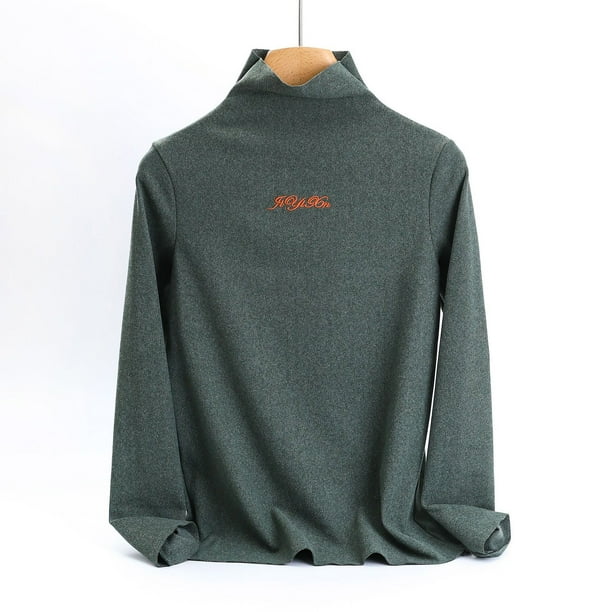 Ropa interior térmica para mujer, camiseta básica de cuello semialto, ropa interior térmica de manga larga de terciopelo alemán grueso, pijama de poliéster para mujer