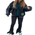 thumbnail image 1 of Women Oversized Baseball Jackets  Fashion Leather Long Sleeve Letter Embroidery Jackets, 1 of 7
