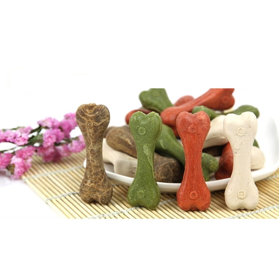 ELAYARD 5-Pack Brown Dog Chew Bones Made from Plastic for Teeth Cleaning and Oral Health Exercise