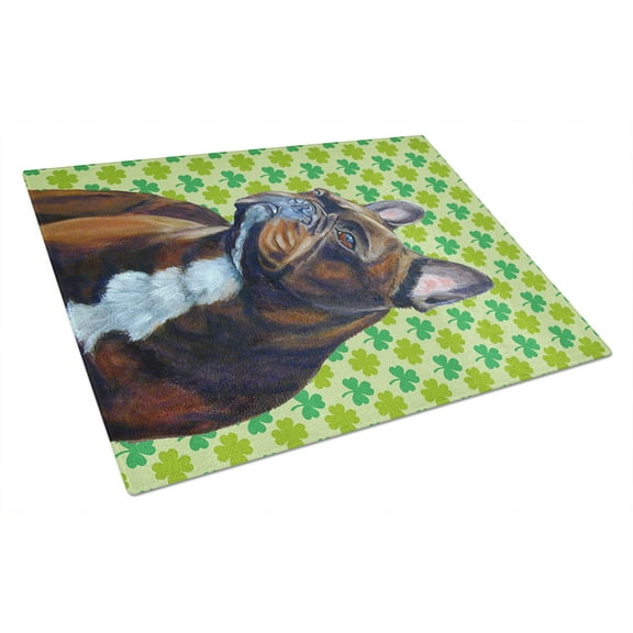 Caroline's Treasures French Bulldog St. Patrick's Day Shamrock Portrait Glass Cutting Board Large