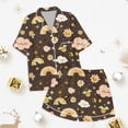 thumbnail image 5 of Gelikeya Pajamas Set Bee Festival Button Down Satin Short Sleeve Top and Shorts Set World Bee Day Nightgown Loungewear (Toddlers, 031-Brown, 2-3 Years), 5 of 5