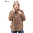 thumbnail image 2 of Spencer Oversized Women's Turtleneck Sweaters Long Batwing Sleeve Spilt Hem Tunic Pullover Sweater Knit Tops (M, Khaki), 2 of 7