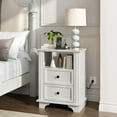 thumbnail image 4 of UBesGoo Nightstand with Charging Station for Bedroom,Side Table with 2-Drawer, White, 4 of 8