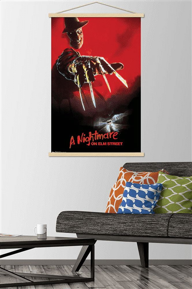 A Nightmare On Elm Street - One Sheet Wall Poster with Wooden Magnetic Frame, 22.375" x 34"